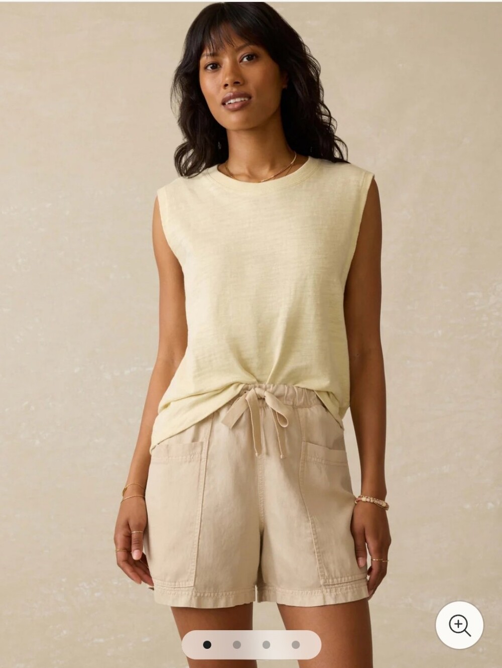 Faherty Sunwashed Organic Muscle Tank Lemon Sorbet Size Medium